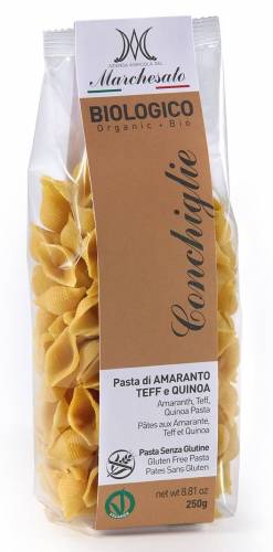Paste conchiglie din amarant, teff si quinoa, fara gluten, eco-bio, 250g - Marchesato