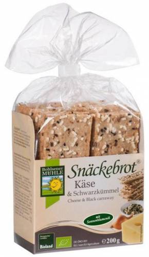 Paine crocanta cu cascaval si chimen negru - eco-bio 200g - Bohlsener Muhle