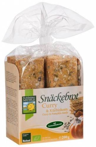 Paine crocanta cu seminte de dovleac si curry - eco-bio 200g - Bohlsener Muhle