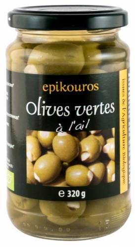 Masline verzi in saramura umplute cu usturoi - eco-bio 320g - Epikouros