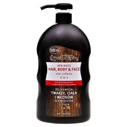 Gel de dus & sampon pentru barbati Caffeine, 1000ml, Naturaphy