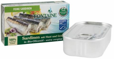 Sardine in ulei de masline extravirgin, 120g - Fontaine