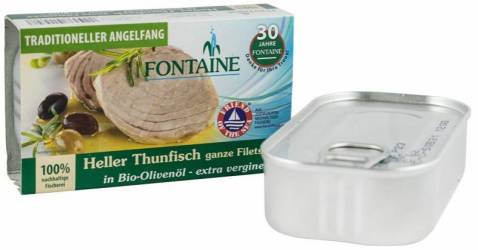 File de ton, bucati intregi in ulei de masline extravirgin, eco-bio, 120g - Fontaine