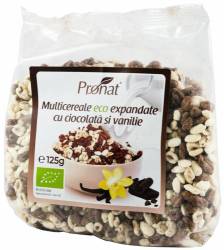 Pufarine din multicereale cu ciocolata si vanilie, eco-bio, 125g Pronat