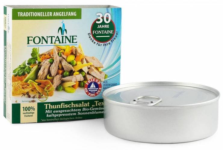 Salata de ton Texas cu legume si ulei de floarea soarelui presat la rece, eco-bio, 200g - Fontaine