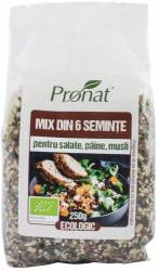 Mix Din 6 Seminte Pentru Salate, Paine, Musli, Eco-bio 250g - PRONAT