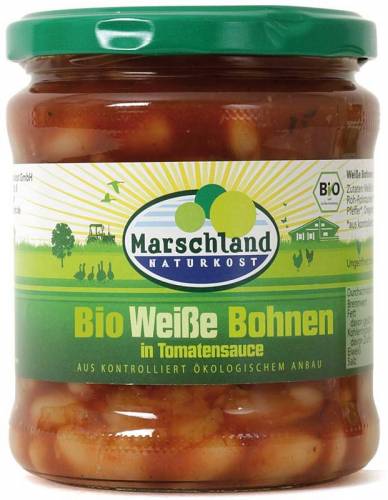 Fasole alba in sos de rosii, eco-bio, 350g - Marschland Naturkost