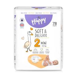 Scutece Happy Soft & Delicate 3-6 kg Mini marimea 2, 78 bucati, Bella Baby