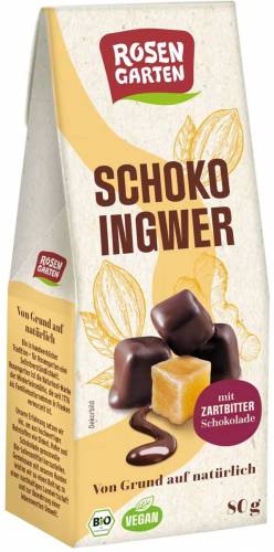 Ghimbir glazuraz cu ciocolata neagra, eco-bio, 80g - Rosengarten