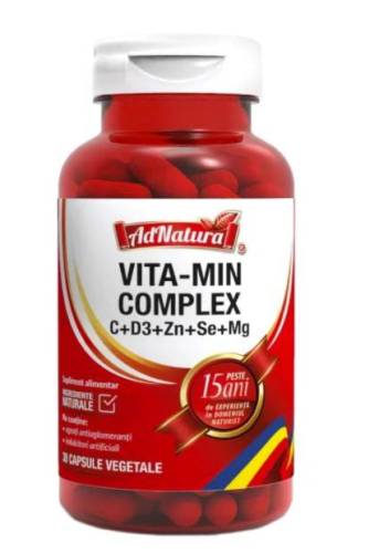 Vita-min complex vitamine c, d3, zinc, seleniu si magneziu, 30cps - Adnatura