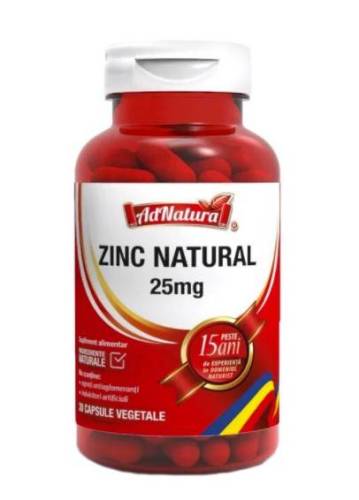 Zinc natural 25mg, 30cps - Adnatura