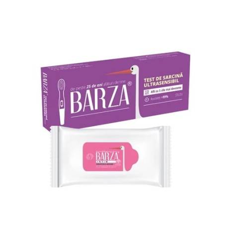 Pachet Test de Sarcina Ultrasensibil Stilou + Servetele Umede, 20 Bucati, Barza