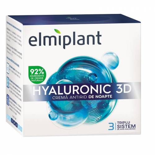 Crema antirid de noapte cu acid hyaluronic 3D, 50 ml - ELMIPLANT