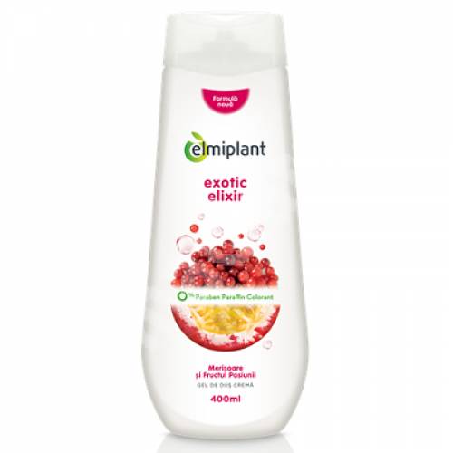 Gel de dus crema cu merisor si fructul pasiunii, Exotic Elixir, 400ml - Elmiplant