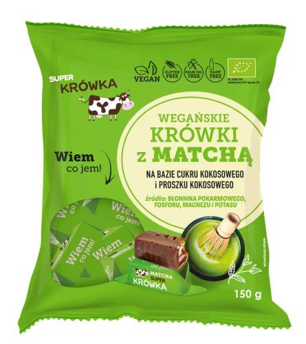 Caramele cu aroma de matcha,  eco-bio, 150 g, Super Fudgio