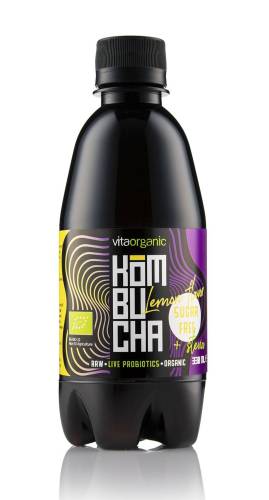 Kombucha cu lamaie indulcita cu stevia, eco-bio, 330 ml, Vita Organic