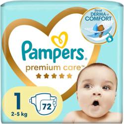 Scutece Premium Care Nr.1 pentru 2-5 kg, 72 bucati, Pampers