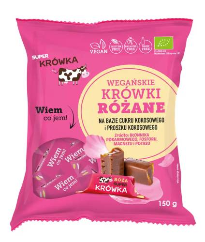 Caramele  cu aroma de trandafir, eco-bio, 150 g, Super Fudgio