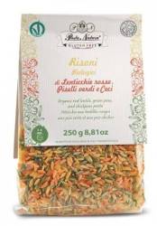 Paste Risoni tricolore cu mazare, linte si naut, 250 g, Pasta Natura