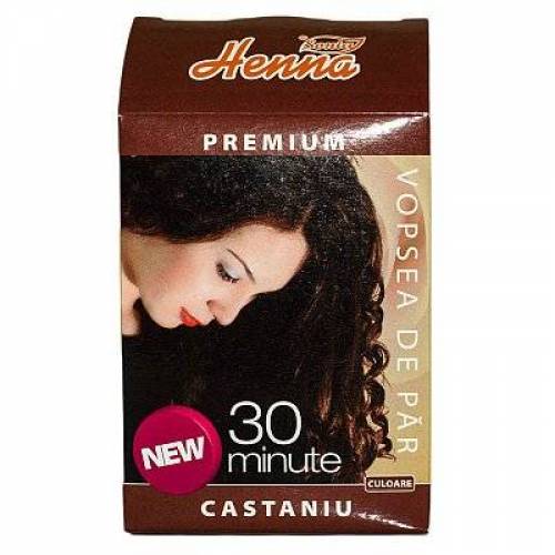 Vopsea de par cu henna, nuanta castaniu, 30 minute - 60g - Henna Sonia