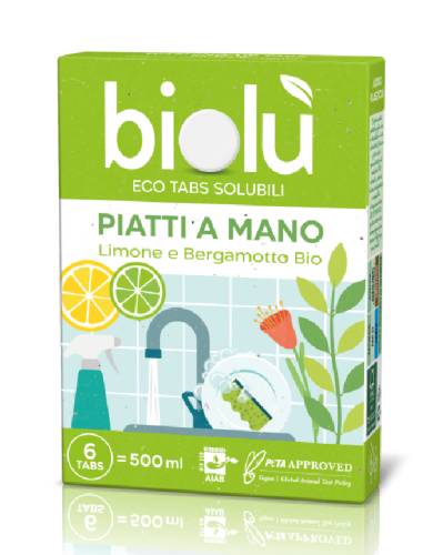 Tablete ecologice pentru spalat vase manual cu lamaie si bergamota, 6 bucati, Biolu
