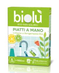 Tablete ecologice pentru spalat vase manual cu lamaie si bergamota, 6 bucati, Biolu