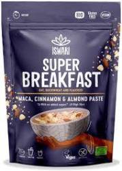 Mic dejun cu ovaz, maca, scortisoara si crema de migdale, eco-bio, fara zahar, 360 g, Iswari