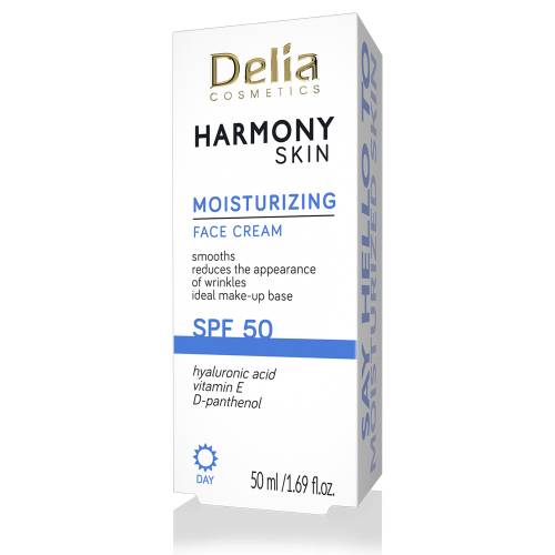 Crema de fata hidratanta cu SPF50 Harmony Skin, 50ml, Delia Cosmetics