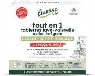 Tablete ecologice, all-in-1, spalare, sare, clatire, pentru masina de spalat vase, fara parfum, 30 bucati, Etamine du Lys