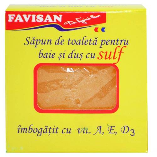 Sapun pentru baie si dus cu Sulf, 105g - Favisan