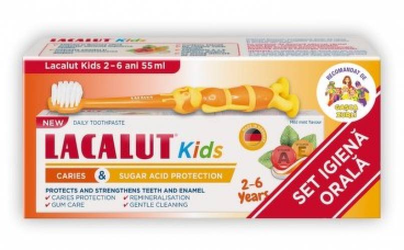 LACALUT KIDS 2-6 ANI SET IGIENA ORALA PERIUTA +PASTA, 55ML - ZDROVIT