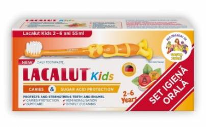 LACALUT KIDS 2-6 ANI SET IGIENA ORALA PERIUTA +PASTA, 55ML - ZDROVIT