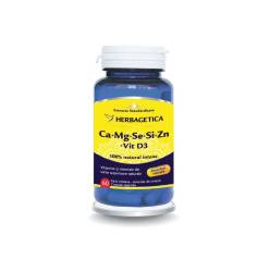 Herbagetica Ca+Mg+Se+Si+Zn cu Vit D3  60 capsule