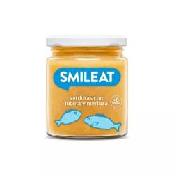 Piure Bio de legume cu merluciu, biban si ulei de masline +6 luni, 230 g – Smileat