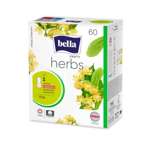 Absorbante Panty Herbs Floare de tei Mixform, 60 bucati, Bella
