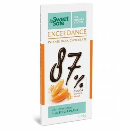 Ciocolata neagra 87% cu portocale, 90g - SLY NUTRITIA