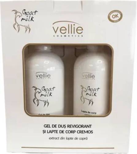 Set pentru ingrijirea corpului Gel de dus 500ml + Lapte de corp 500ml, Vellie Goat