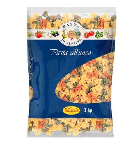 Farfale tricolore din grau dur cu ou, 3 kg, Recheis