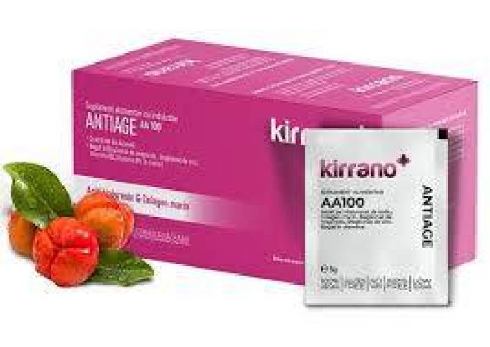 ANTIAGE AA100 cu acid hialuronic + acerola, pentru managementul varstei, 30 plicuri, Kirrano