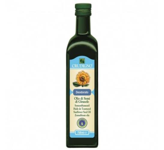 Ulei din seminte de floarea soarelui dezodorizat 750ml ECO-BIO, CRUDIGNO