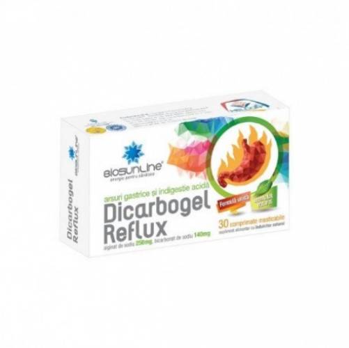 Dicarbogel Reflux - 30 comprimate masticabile BioSunLine