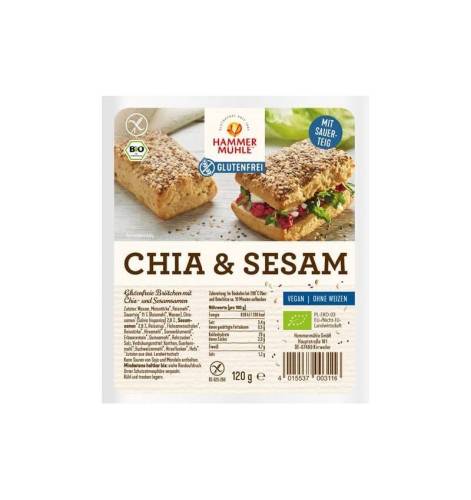Chifle fara gluten cu seminte de chia si susan, 120 g, Hammer Muhle