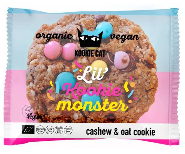 Cookie cu dropsuri de ciocolata colorate, fara gluten, eco-bio, 50g - Dragon Superfoods