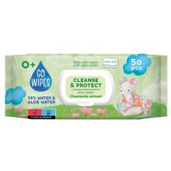 Servetele umede pentru copii cu apa de aloe si lapte de migdale, 50 bucati, Go Wipes