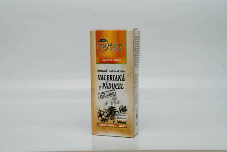 Extract din valeriana si paducel, fara alcool, 200ml - Natura Plant Poieni