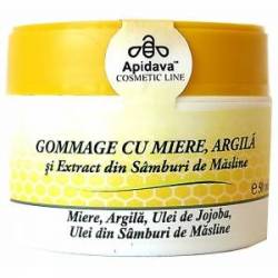 Gommage cu miere , argila si extract din samburi de masline 50 ml - Apidava