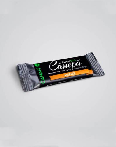 Baton raw bio cu seminte de canepa si agrise 48g CANAH