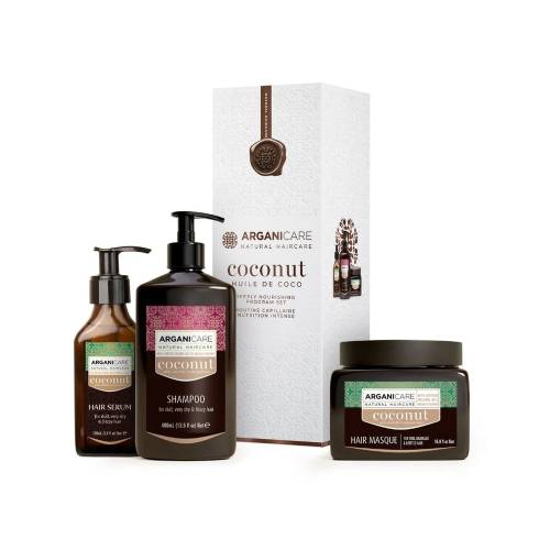 Set trio cu Ulei de Cocos pentru hranirea intensa a parului, Arganicare