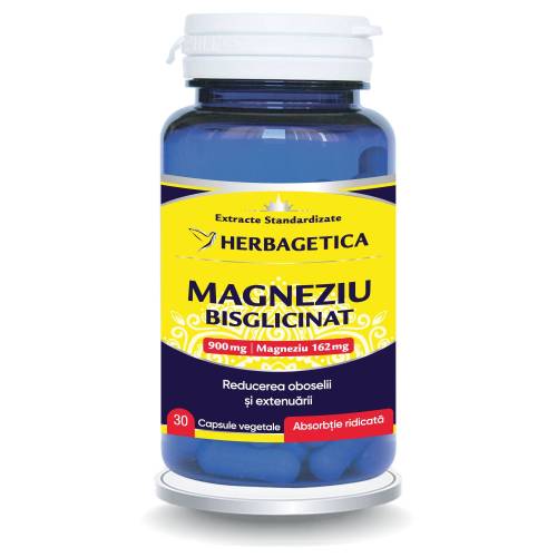 MAGNEZIU BISGLICINAT – 900 mg, 30 capsule, Herbagetica