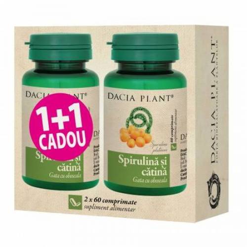 Spirulina si Catina 60cps 1+1 gratis - Dacia Plant
